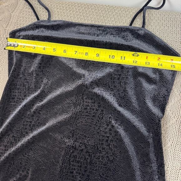 Vintage 90s Y2K PS PerSeption Spaghetti Strap Textured Black Slip Dress ~ Large - Picture 11 of 12